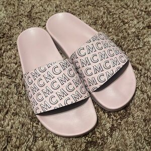 MCM Women’s Pink Logo Pool Slides Sandals size US 9 IT 39 UK 6